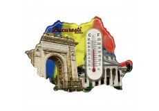 Magnet harta României cu imagini din București și termometru 2